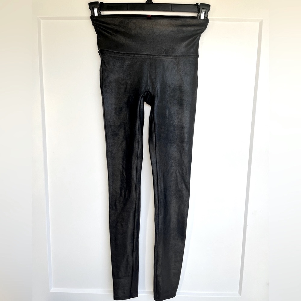 Spanx Faux Leather Black Leggings Sz Small
